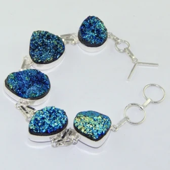 

Druzy Серебряное покрытие на медном браслете, 23,1 см, B1900