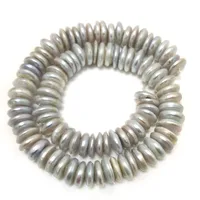 16 inches 12-13mm White Center-Drilled Rondelle Shaped Natural Coin Pearls Loose Strand 1