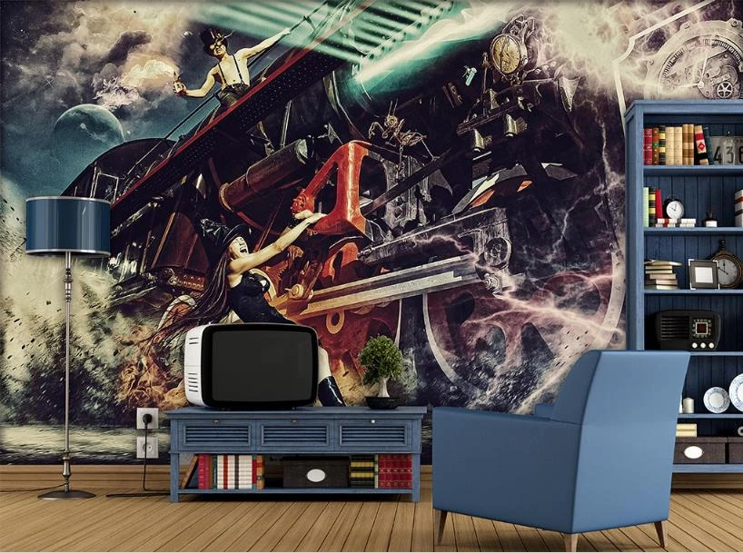 ورق حائط قابل للتخصيص لتزيين المنزل حنين في أوروبا وأمريكا خلفية صور ثلاثية الأبعاد قطار امرأة خلفية الكتابة على الجدران Wall Papers Home Decor Custom Wall Paperwall Paper Aliexpress