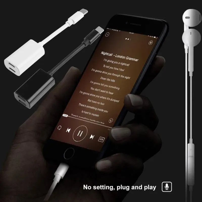 Beste 2 in 1 Audio Opladen Adapter Kabel voor iPhone 7 8 Plus X Splitter Dubbele Jack Muziek Call Converter voor iPhone 8 7 10 Alloet