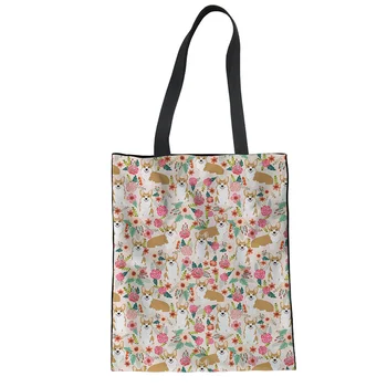 

THIKIN Canvas Handbags Women Bags Design 3D Printing Dogs Kirky Pattern for Ladies Cute Stylish Light Portable Shopping Bag