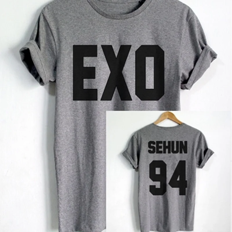 EXO рубашка спереди SeHun 94 сзади с буквенным принтом женская мужская футболка