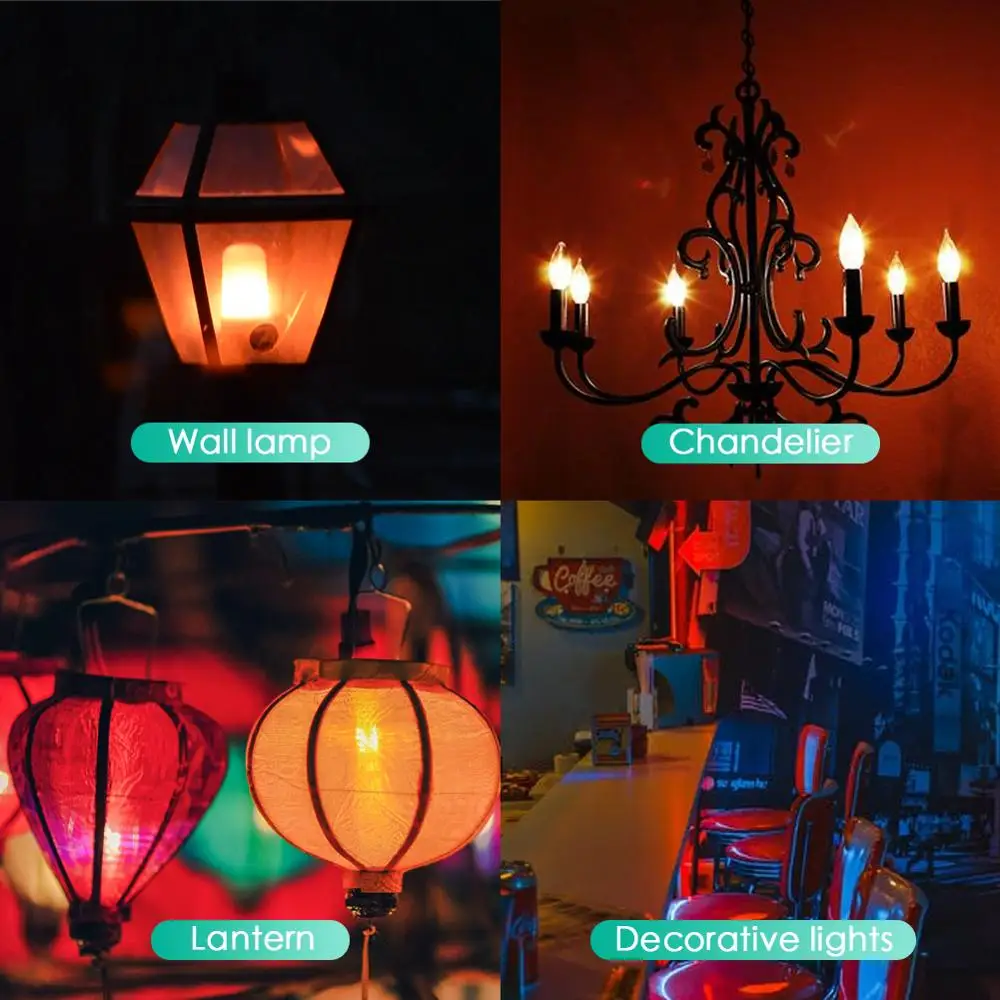 Светодиодный светильник-свеча с пламенем E12 E14 E27 E26 3 Вт, огненный эффект, RGB, AC 110 В, 220 В, 240 в, Мерцающая эмуляция, вечерние лампы для домашнего декора