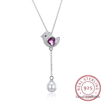 

SMTCAT Crystal From Real 925 Sterling Silver Bird Animal Necklaces Thin Chains Necklace Women Kids Girls Jewelry