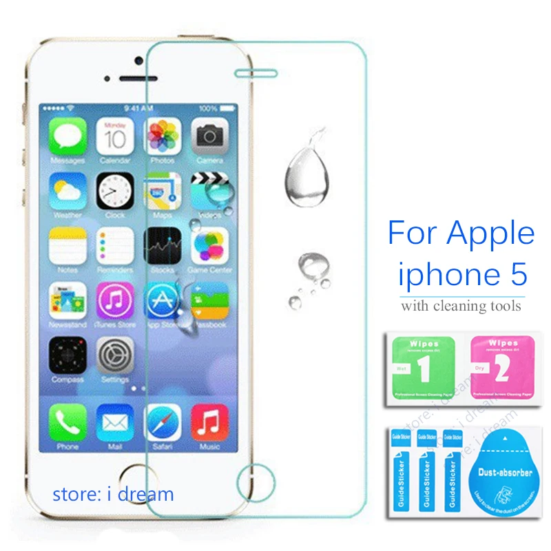 Закаленное стекло для Apple iPhone 5 5s 5c Защитное экрана 0 26 мм тонкая защитная пленка 2.5d
