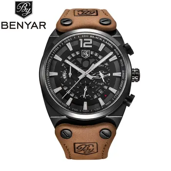 

BENYAR Luxury Men Watch Skeleton Chronograph Quartz Man Outdoor Big Dial Sport Watch Military Army Male Clock Relogio Masculino