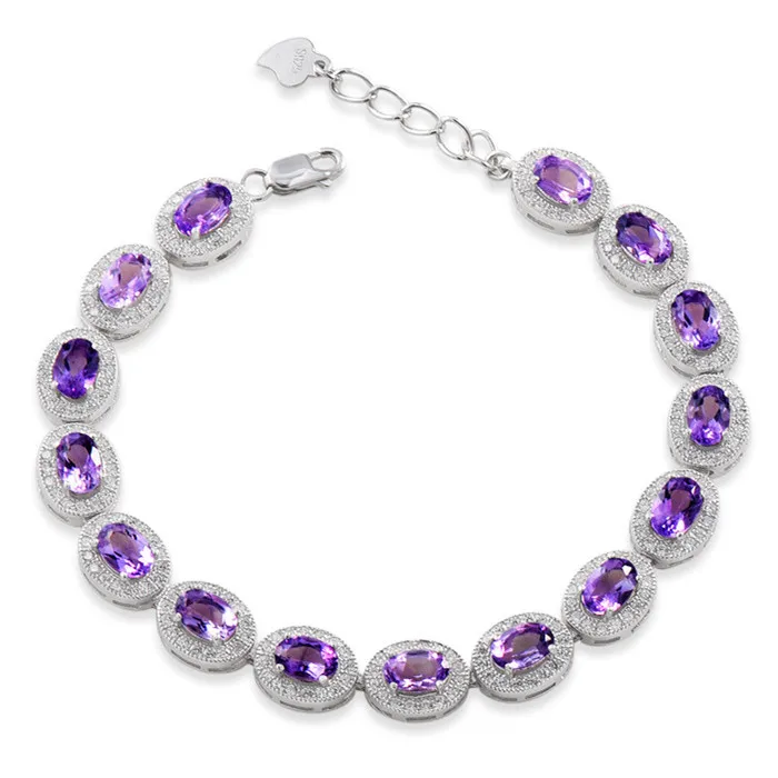 Natural Amethyst 925 Sterling Silver beautiful chain link bracelets