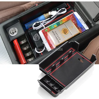 

tommia 1pcs Central Armrest Storage Box For Audi A4L 2017 Container Holder Tray Accessories Car Styling