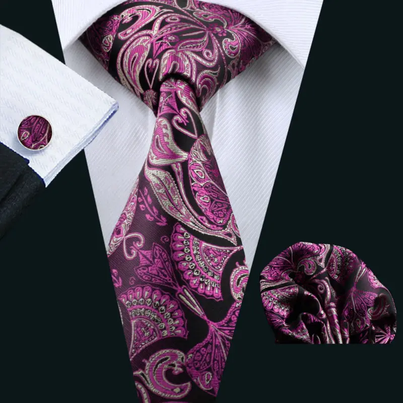 LS-286 Горячее предложение Для мужчин галстук цветочный 100% шелк жаккард Тканые Gravata галстук Hanky запонки Набор для Для мужчин Формальные