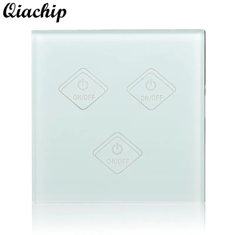 

QIACHIP UK Plug WiFi Smart Touch Sensor Switch 3 Gang 1 Way Light Wall Switch APP Timing Remote Control Work With Amazon Alexa
