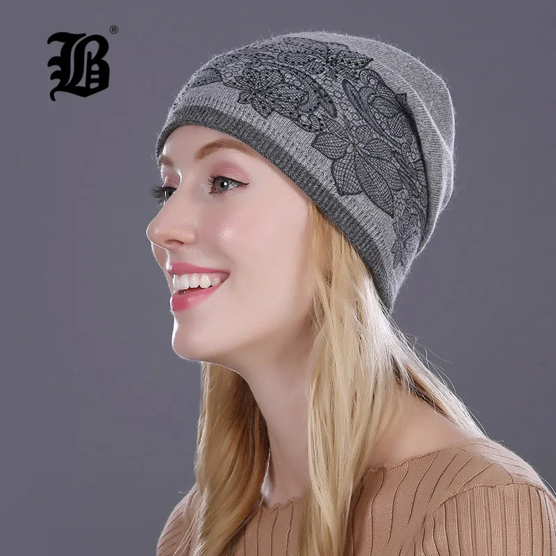 [FLB] Women's hat knitted Wool hats for winter Hip-hop Flowers Style Hot Sale Gorros For female good quality casual caps