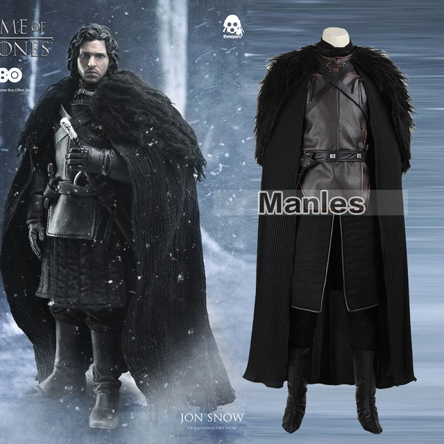 Game of Thrones Costume Jon Snow Costume Outfit With Coat Halloween