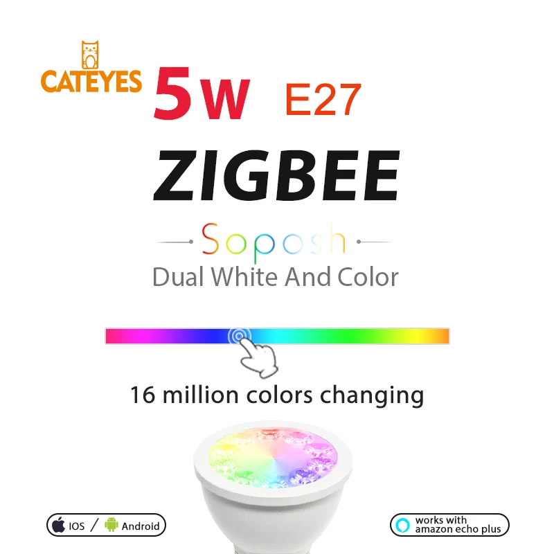 E27 RGB+ CCT прожектор изменение цвета zigbee zll светодиодный светильник AC100-240V светодиодный контроллер приложения с регулируемой яркостью умный светодиодный