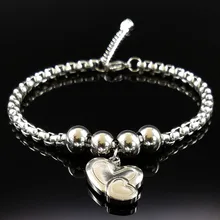 Модный браслет из нержавеющей стали с сердцем, женский серебряный браслет, ювелирный браслет на запястье, manchette femme B61354B