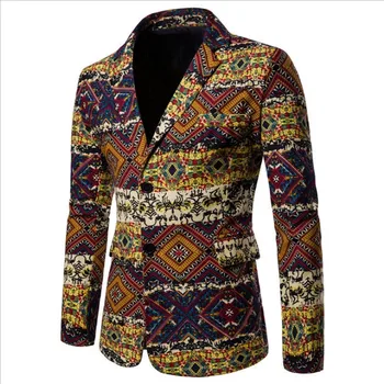

Male New Linen Suit Jacket Autumn Casual Mianma Male Single Breasted High Quality Suit Size New Arrival Flower Blazer
