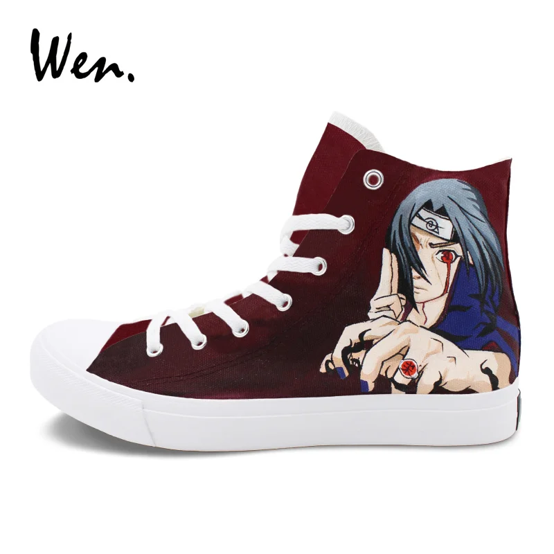 

Wen Hand Painted Sneakers Custom Design Naruto Minato Itachi Canvas Graffiti Shoes White High Top Men Women Athletic Sneaker