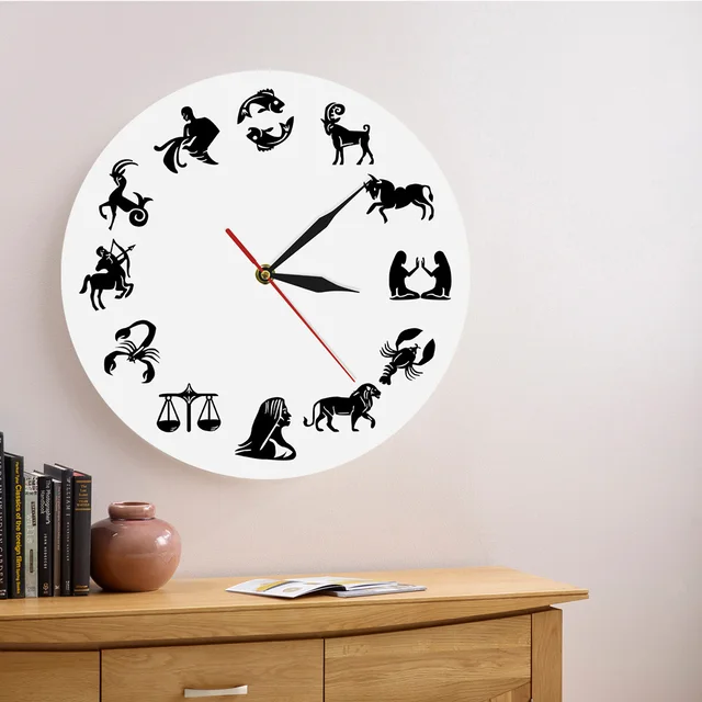 1Piece Zodiac Sign Wall Clock Personalized Astrology Wall Watch Wall Art Home Decorative Time