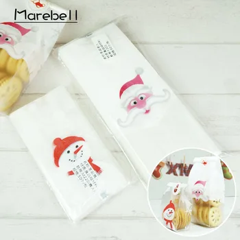 

Marebell 30pcs Christmas Packing Bags For Cookies Sticky Paper Cartoon Santa Claus Party Children's Day Biscuit Baking Packaging