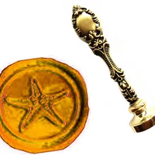 Винтаж starfish пользовательские изображение логотипа Роскошные Воск уплотнительное штамп латунь павлин металлической ручкой подарочный набор