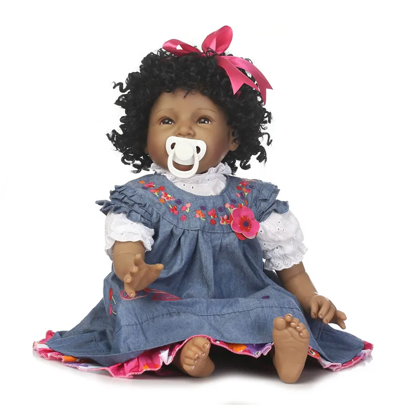 

NPK Reborn Doll 55 CM Soft Silicone Reborn Black Skin Girl Baby Doll Toddler Bebes Reborn Dolls Lifelike Toddler Bonecas Girl