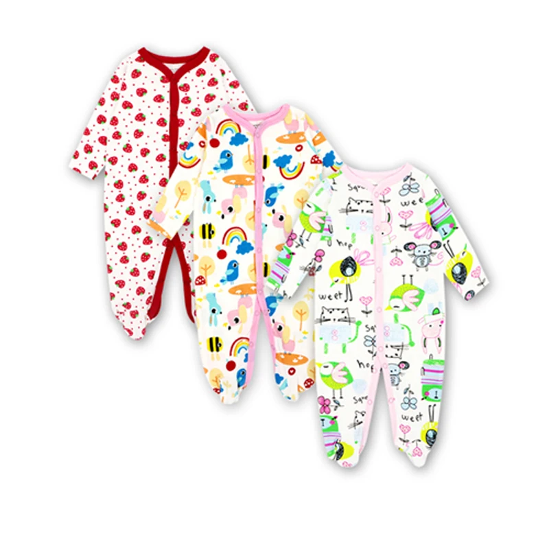Nouveau-né enfant en bas âge nouveau-né bébé fille garçon combinaison à manches longues coton 3 pièces 0-12 mois dessin animé imprimé vêtements