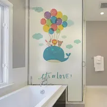 Cartoon animals balloon window sticker glass film stained Scrub electrostatic opaque static privacy custom size move door decals