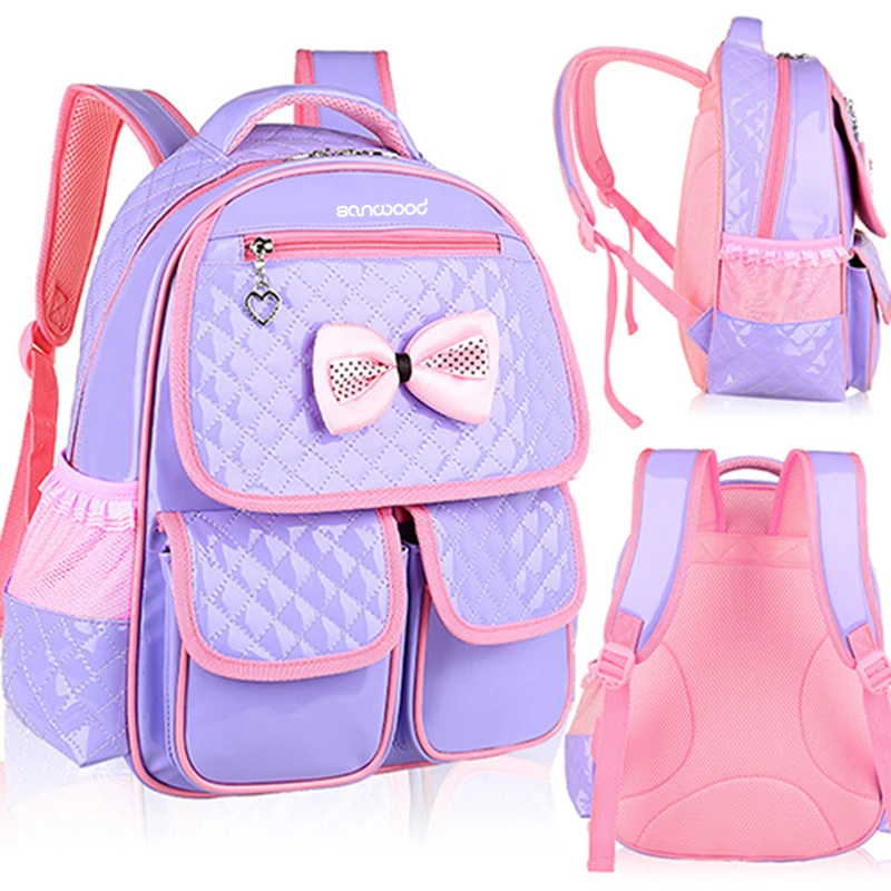 Новый модный детский рюкзак принцессы для девочек с милым бантом из искусственной кожи, школьная сумка для хранения книг
