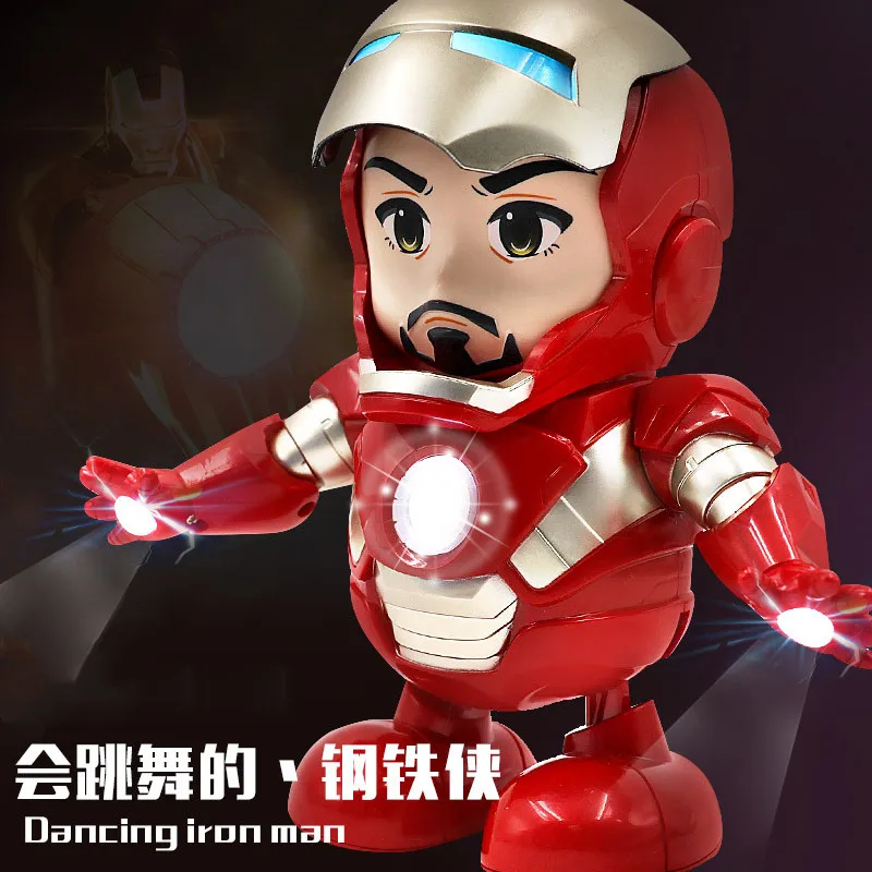 

Iron Man Dance Robot Super Hero Marvel Avengers Action Figure Toy With Lights Music Dance Robots Electronic Toys For Kids Gifts