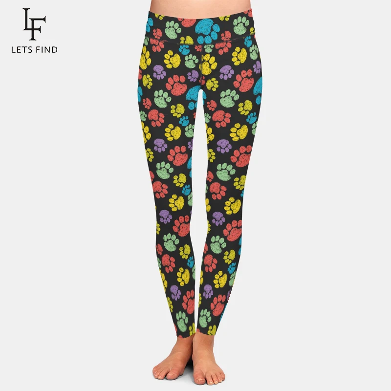 

LetsFind High Quaility 3D Colorful Dog Claws Print Leggings Fashion High Waist Fitness Elasticity Plus Size Women Leggings