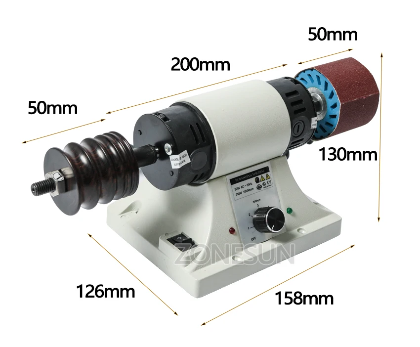 ZONESUN Полировочная машина для кожи растительного дубления, мини настольный шлифовальный станок для кожи, Полировальный Инструмент, боковая полировальная машина 220 В