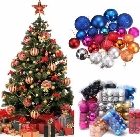 Bolas de árbol de Navidad adornos cuerdas árbol de Navidad colgante fiesta ornamento decoración de Navidad 30mm suministros de fiesta regalo