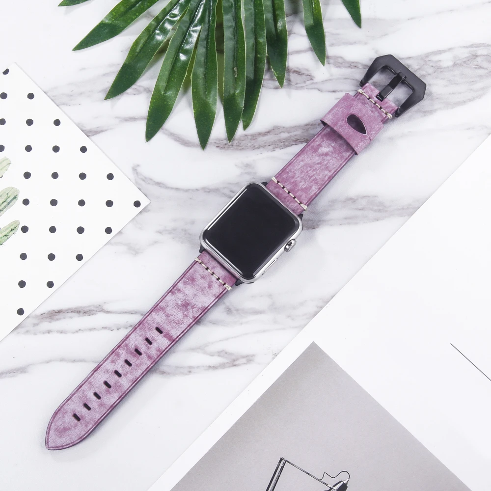 Ремешок из вощеной кожи для Apple Watch Band Series 4/3/2/1 44 мм 40 38 42 мм|Ремешки часов| |