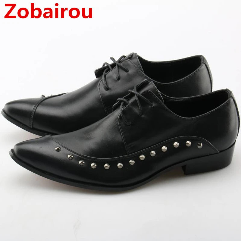 mens black spiked dress shoes