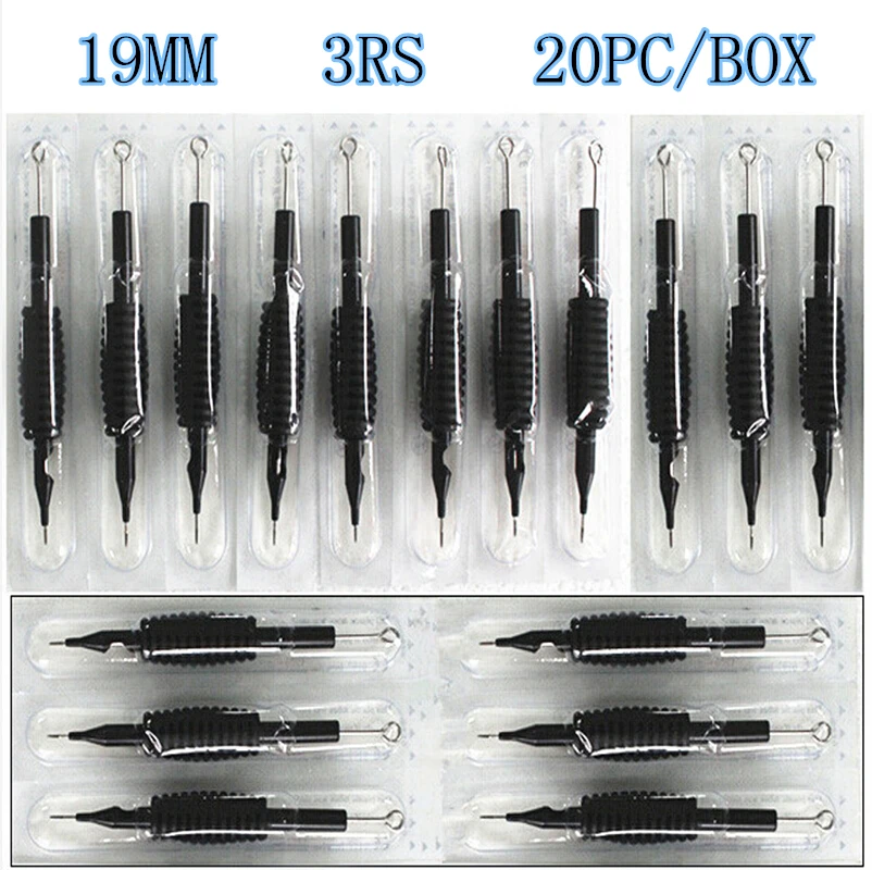 Yilong 20 x одноразовые Насадки для татуажа трубки с Вышивка Крестом Иглы Ассорти 3RS Размеры 3/4 "(19 мм) для татуировки Вышивка Крестом Иглы чернил