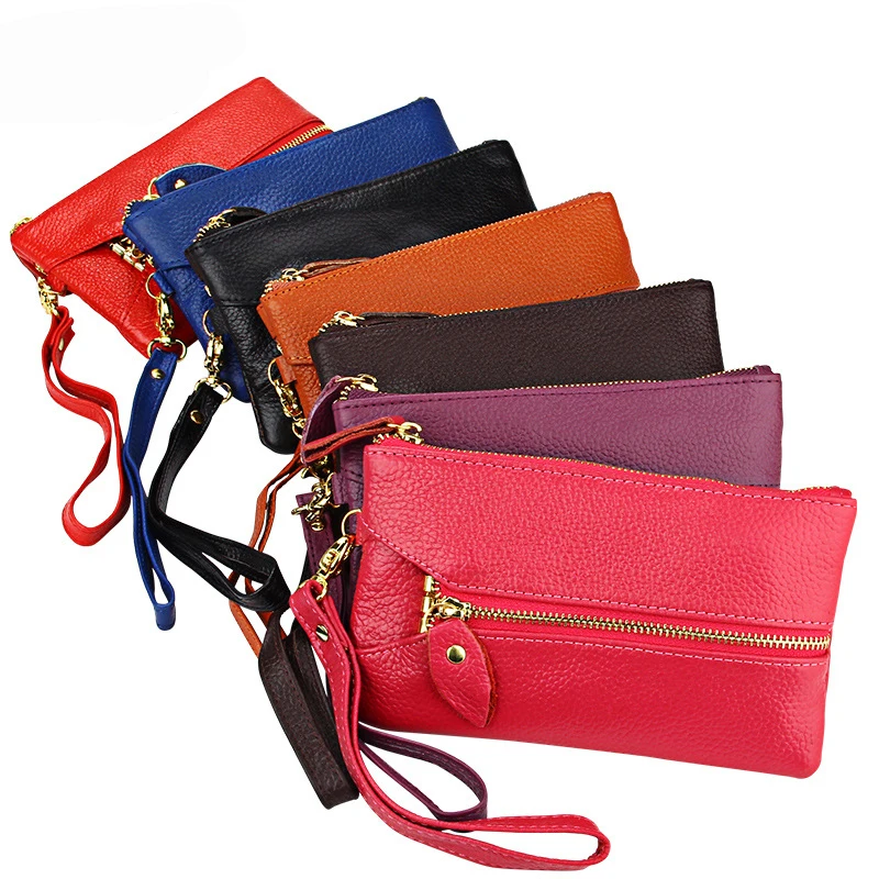 Genuine Leather Key Wallet Women Keychain Covers Zipper Key Case Bag Men Key Holder Housekeeper