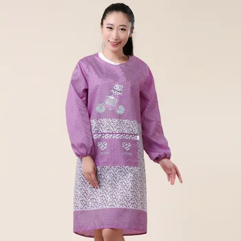 

1PC Women Kitchen Cooking Apron Long-sleeved Apron Oil-proof Anti-wear Gown Adult Home Cleaning Overalls With Pockets OK 0919