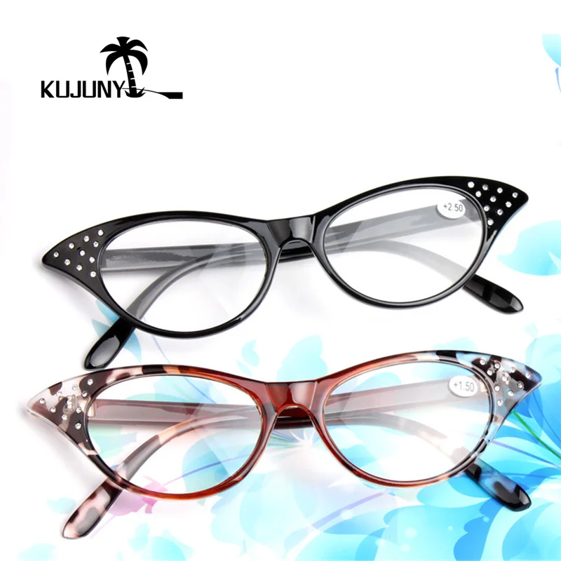 

KUJUNY Cat Eye Reading Glasses Presbyopic Glasses For Women Hyperopia Prescription Eyeglasses 1.5 2.0 2.5 3.0 3.5 Diopter Black