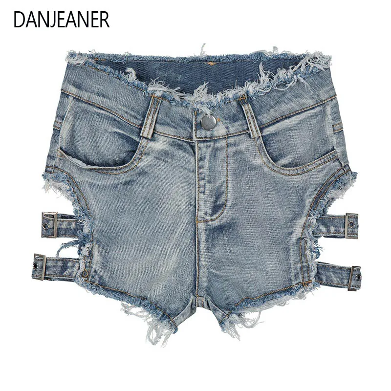 Женские джинсовые шорты с высокой талией DANJEANER BF Style сексуальные мини кисточками