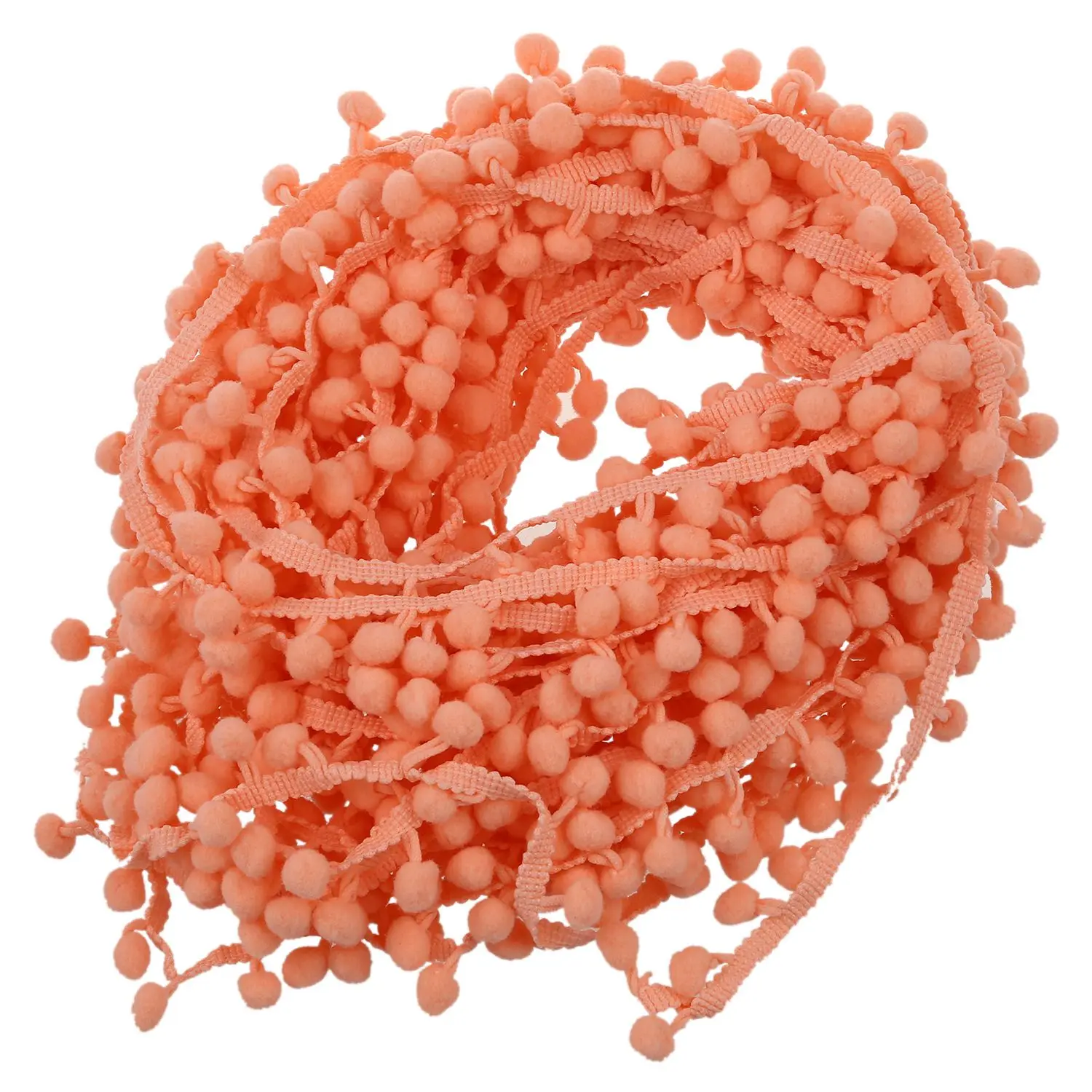 

20 Yard 10MM PomPom Trim Ball Fringe Ribbon DIY Sewing Accessory Lace Peach Pink