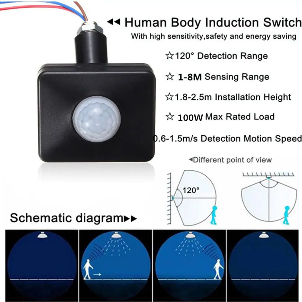 Наружная Безопасность PIR датчик движения человеческого тела Детектор 85-265 в MR-HW222 100 Вт или Светодиодный прожектор светодиодное освещение для дома лампа