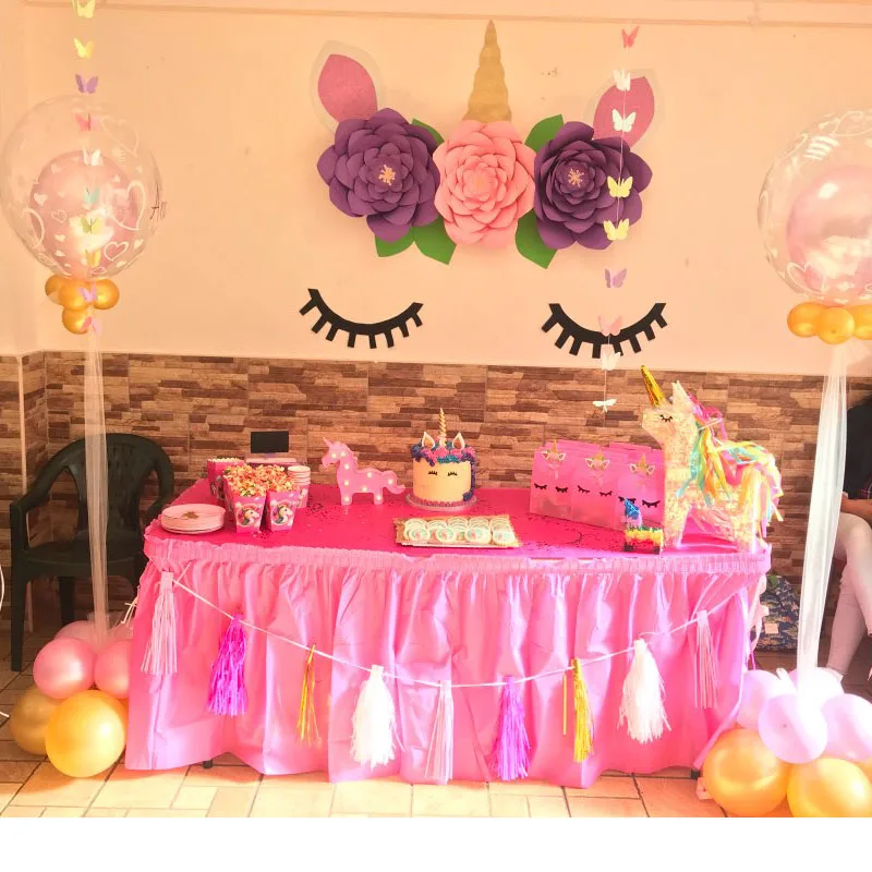 WEIGAO Розовый Единорог вечерние набор посуды баннер Единорог чашка коробка для конфет с днем рождения День Рождения Вечеринка Декор Дети Детские душ вечерние сувениры