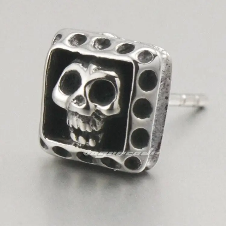 316l Stainless Steel Skull Hoop Mens Biker Rocker Punk Earrings 2f006(1 Piece) Stud Earrings