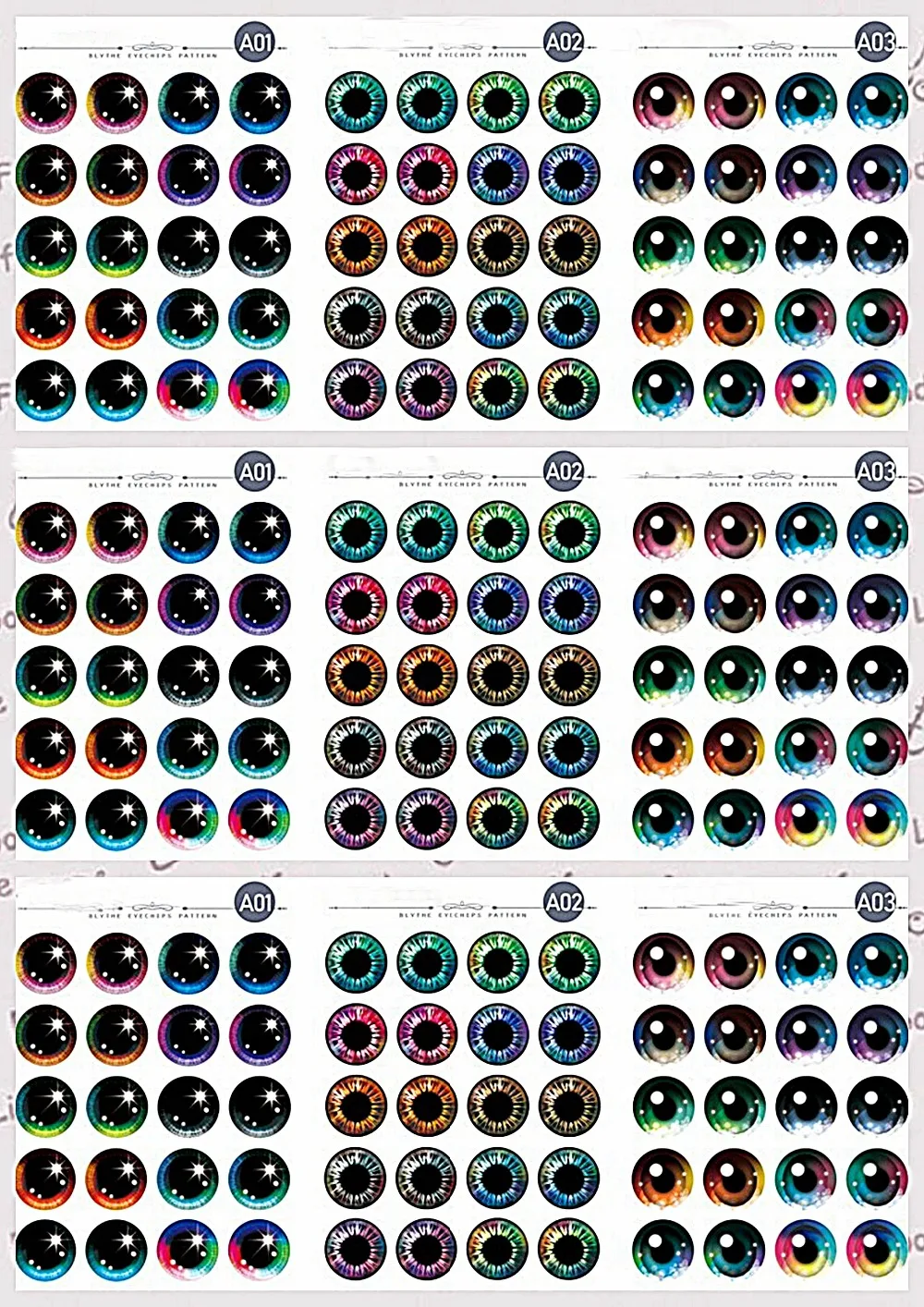 30 пар/up. NEW Cat Eyes Shining Star DIY Eyechips Pattern Blyth Doll чипы для глаз бумажный узор 1:6 Eye TOOL|Куклы| |