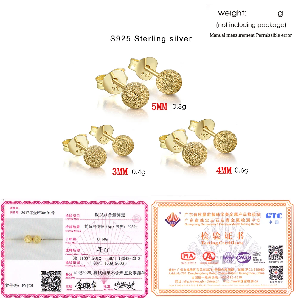 LAMOON Stud Earrings For Women 2018 New Fashion 3MM Ball Shaped 100% Real Sterling Silver S925 Fine Jewelry Girl Gift EY176