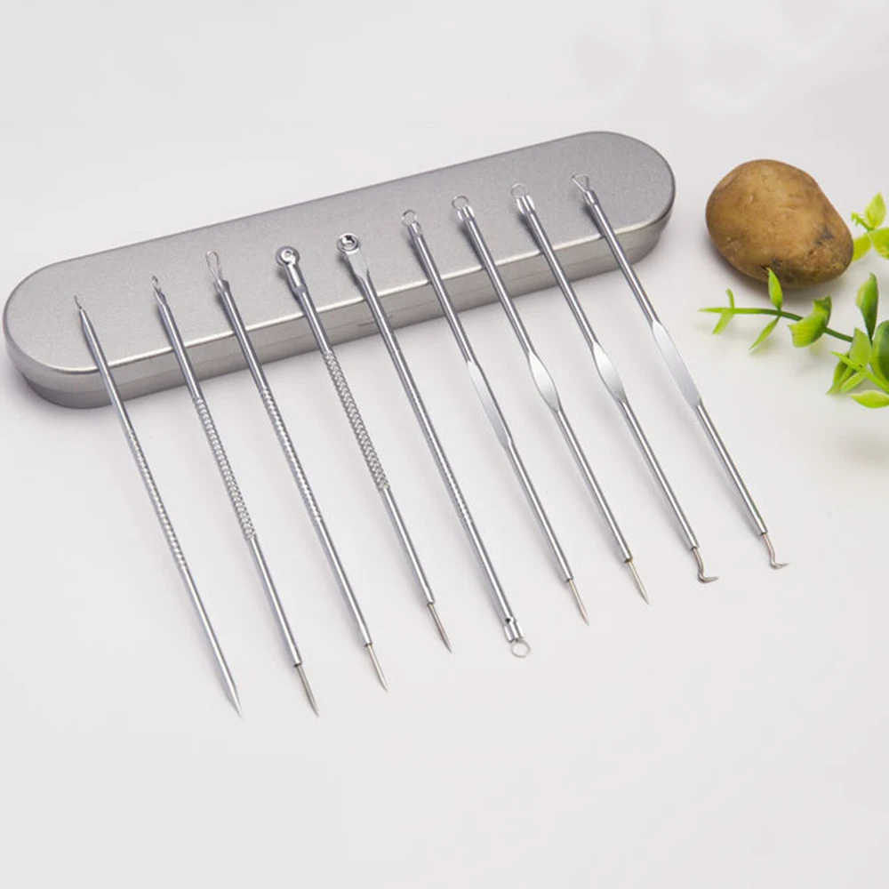 9Pcs/Set Stainless Steel Powder Acupuncture Double Head Teasing Acne Sore Needle Blackhead Removal Skin Care Cleaning kit Tools 9Pcs/Set Stainless Steel Powder Acupuncture Double Head Teasing Acne Sore Needle Blackhead Removal Skin Care Cleaning kit Tools
