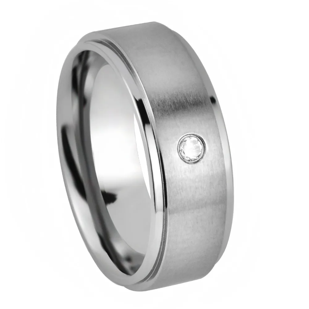 

CZ Stone Titanium Brushed Ring Fashion Jewelry for Man or Woman Gift