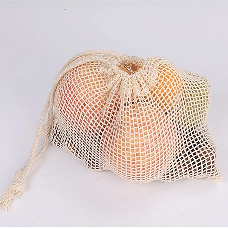 Reusable Organic Cotton Mesh Produce Bags Kitchen Reusable Bag Cotton Mesh Vegetable Bags for Vegetable Fruit Bag Shopping Bag