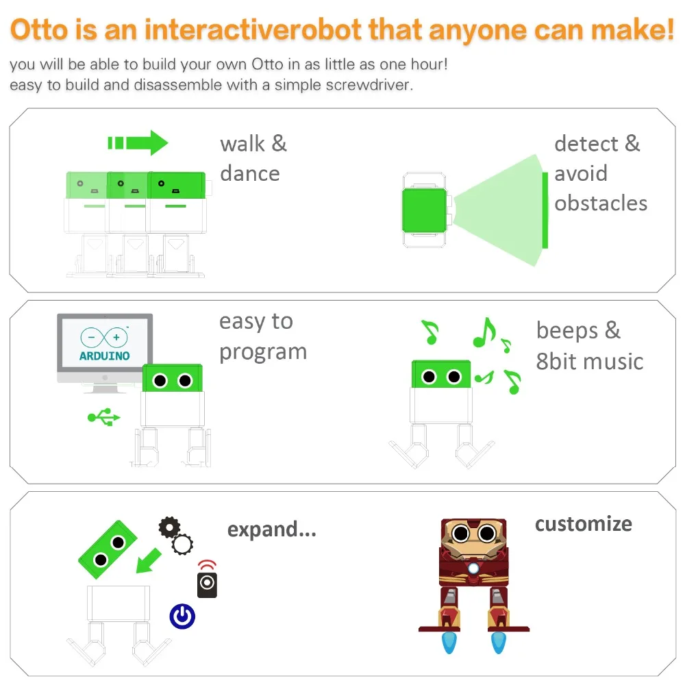 Keyestudio стартовый комплект для Arduino OTTO DIY Robot(без частей принтера