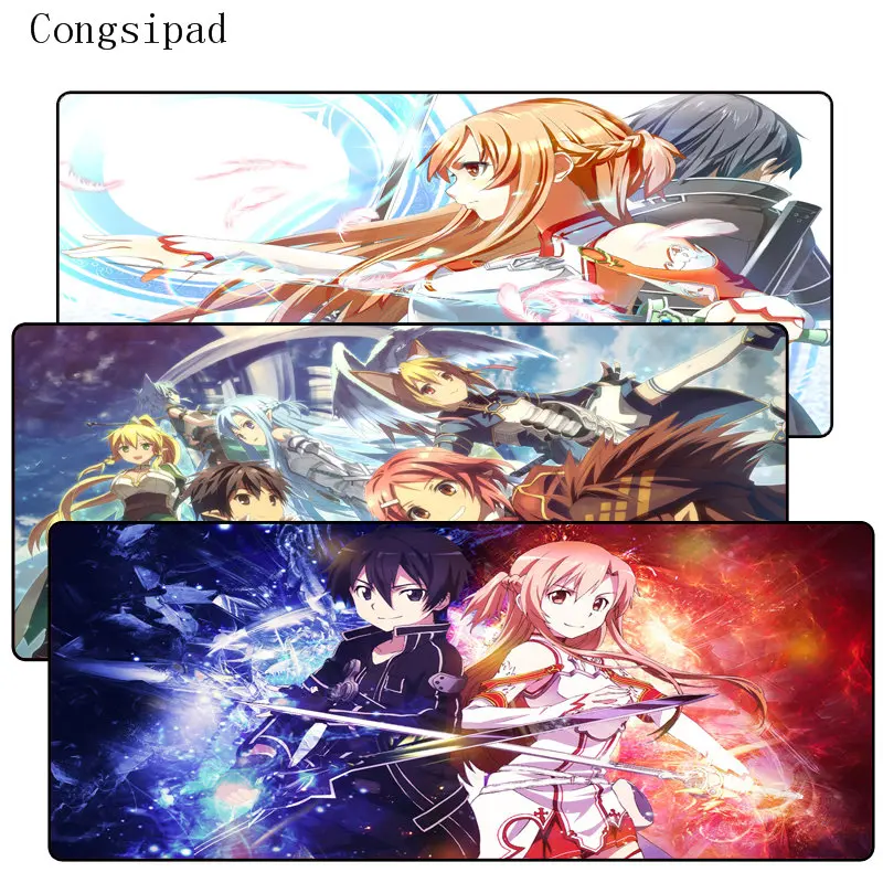  Congsipad Anime sword art online Large Gaming Mouse Pad Lockedge Mat Laptop Computer Keyboard Pad D