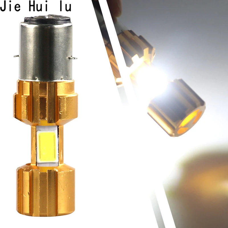 1Pcs BA20D LED COB Motorcycle Bike Hi/Lo Headlight Lamp Bulb DC 10V 80V